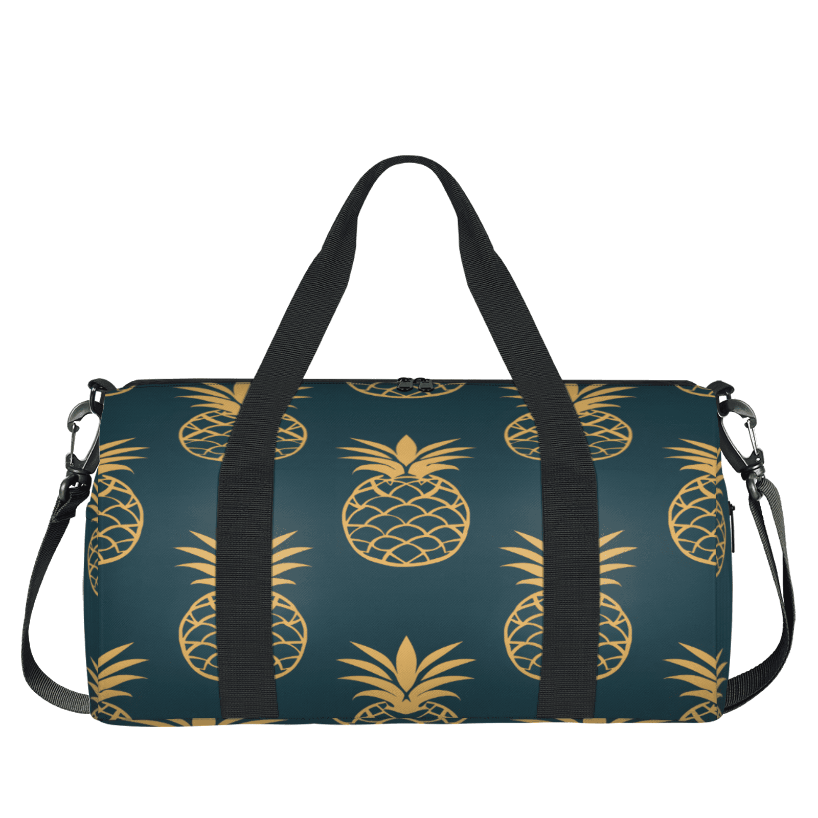 Herdesigns Pineapple Travel Duffle Bag Sports Yoga Weekender Overnight Carry on Workout Bags Lightweight Waterproof Gym Tote Bag for Women Golden
