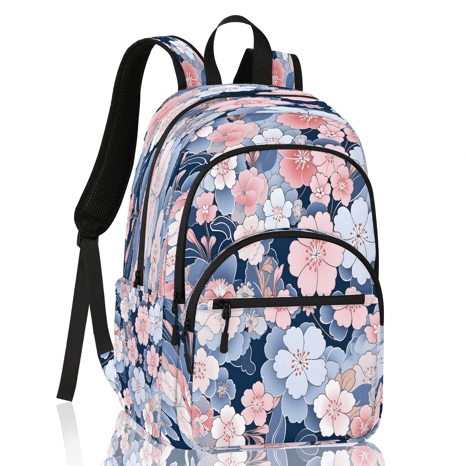 Backpack Essentials Girl Herdesigns Pink Blue Cherry Blossom Travel Laptop Backpack for Women ...