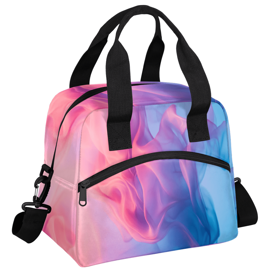 Herdesigns Pink Blue Colord Insulated Lunch Bag for Women Men Adults Large Reusable Lunch Box Leakproof Portable Cooler Tote Bags with Adjustable Shoulder Strap