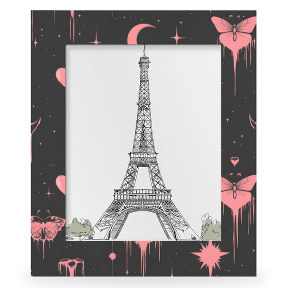 Herdesigns Pink Butterfly 8x10 Picture Frame, Moon Love Wood Photo Frame for Wall & Tabletop, Vertical & Horizontal Display Home Decor