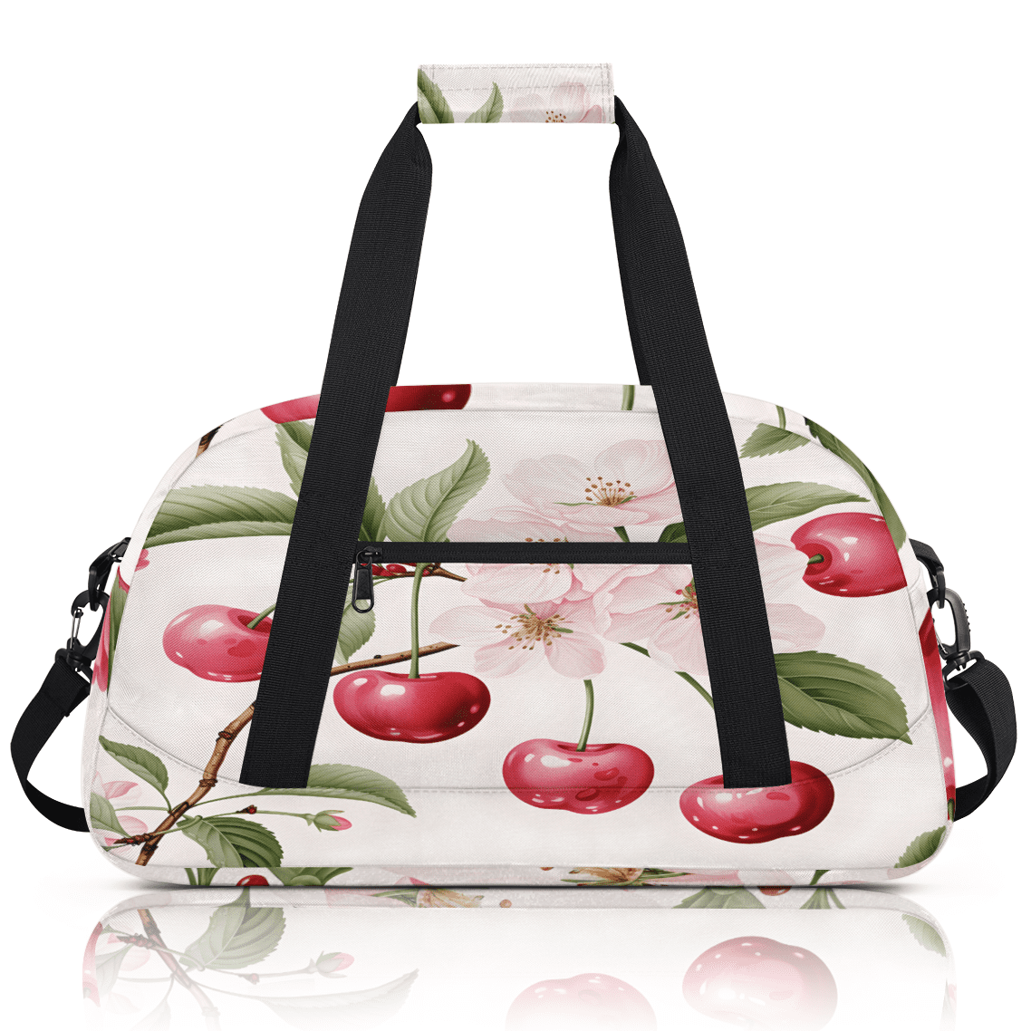 Herdesigns Pink Fruit Sports Duffle Bag for Women & Men, Fruit Print Gym Bag Dance Bag Overnight Bag Carry On Weekender Travel Bag