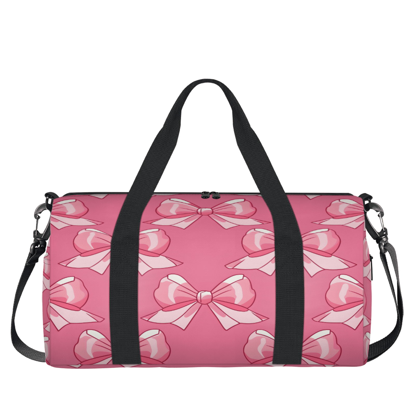Herdesigns Pink Gym Bag for Women, Duffle Bag for Travel Sport, Bow Lightweight Waterproof Carry on Weekender Dance Yoga Workout Bags