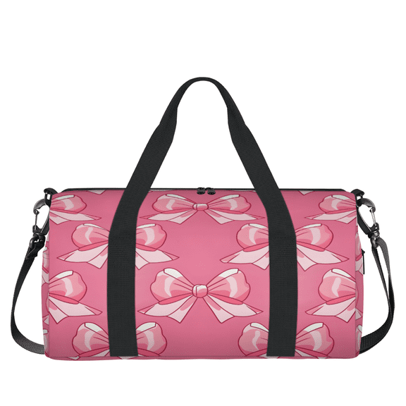 Herdesigns Pink Gym Bag for Women, Duffle Bag for Travel Sport, Bow Lightweight Waterproof Carry on Weekender Dance Yoga Workout Bags