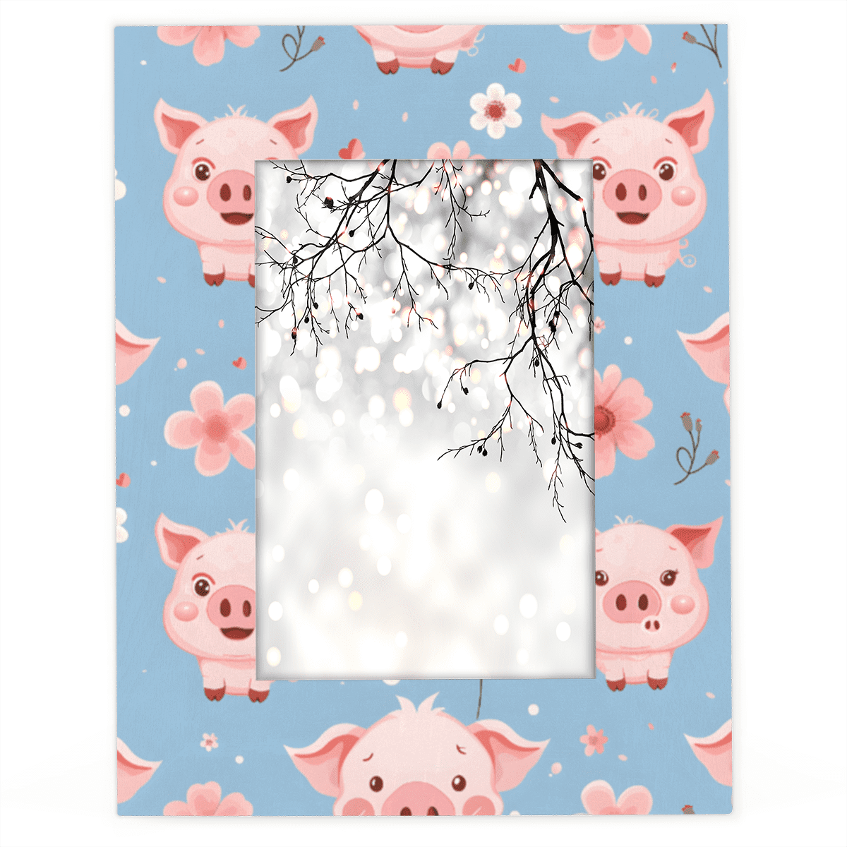 Herdesigns Pink Pig 5x7 Picture Frame, Cute Pigs Wood Photo Frame for ...