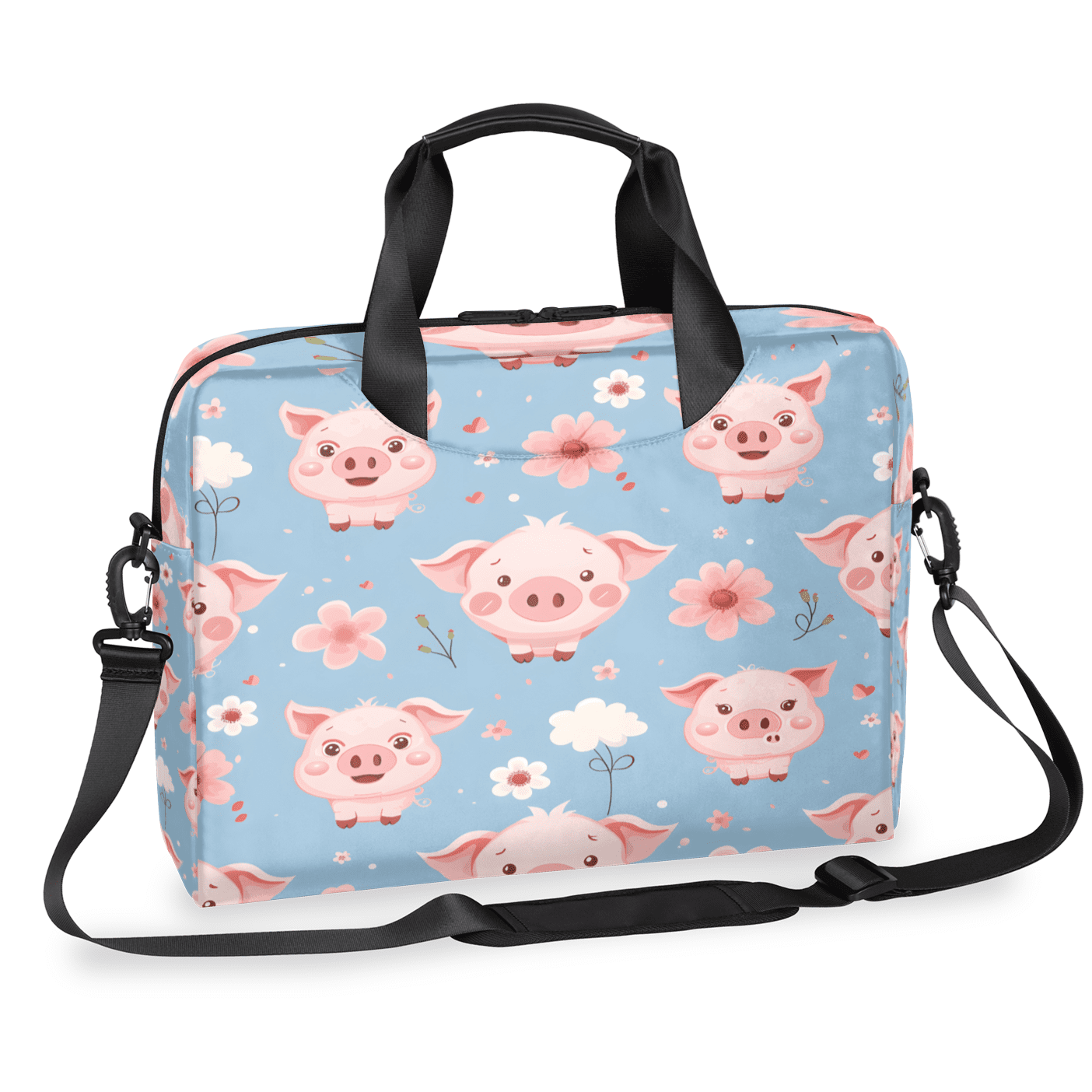 Herdesigns Pink Pig Laptop Bag for Women Men, Computer Case Briefcase Messenger Bags, 15-15.6 inch Laptop Sleeve Shoulder Bag