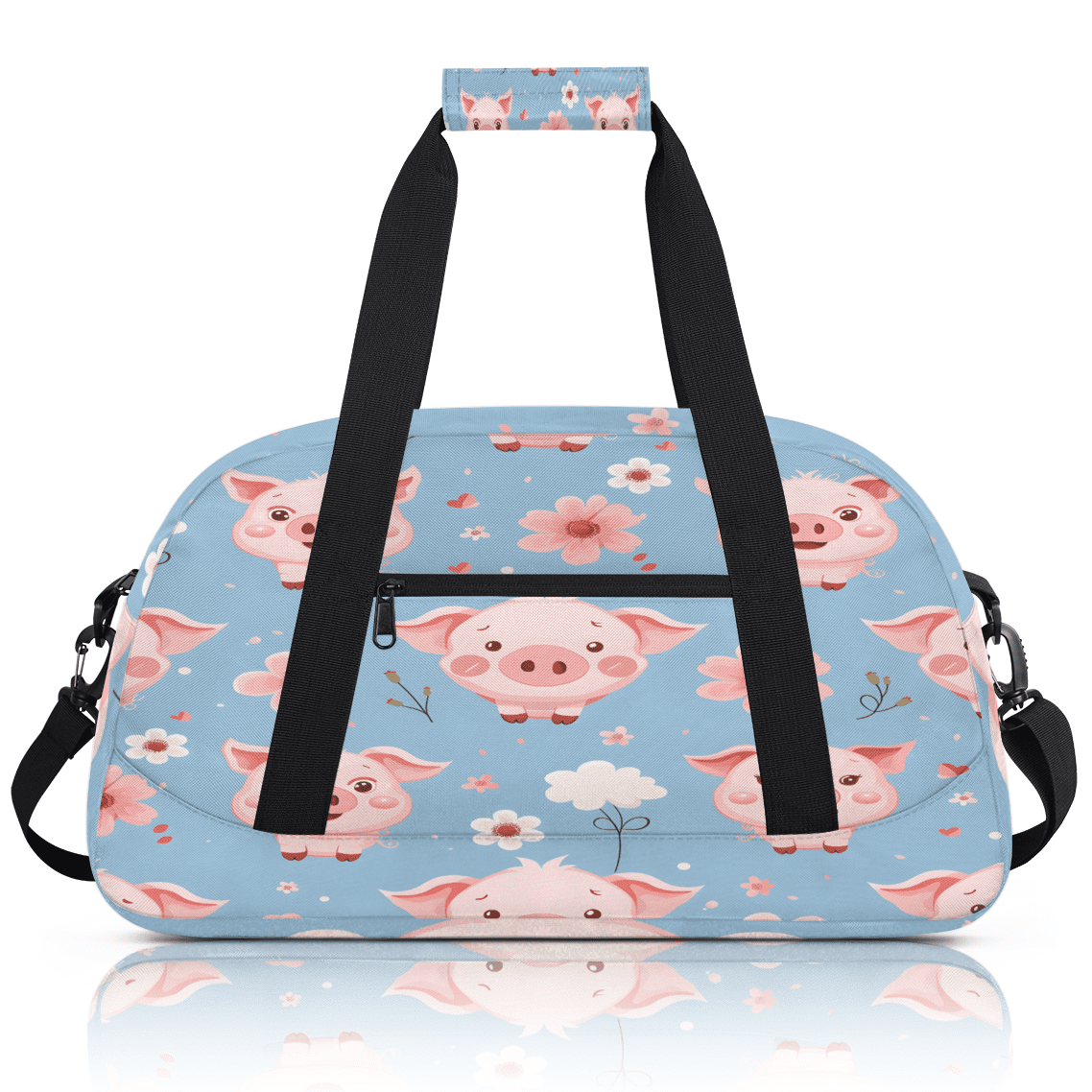 Herdesigns Pink Pig Sports Duffle Bag for Women & Men, Cute Pigs Gym Bag Dance Bag Overnight Bag Carry On Weekender Travel Bag