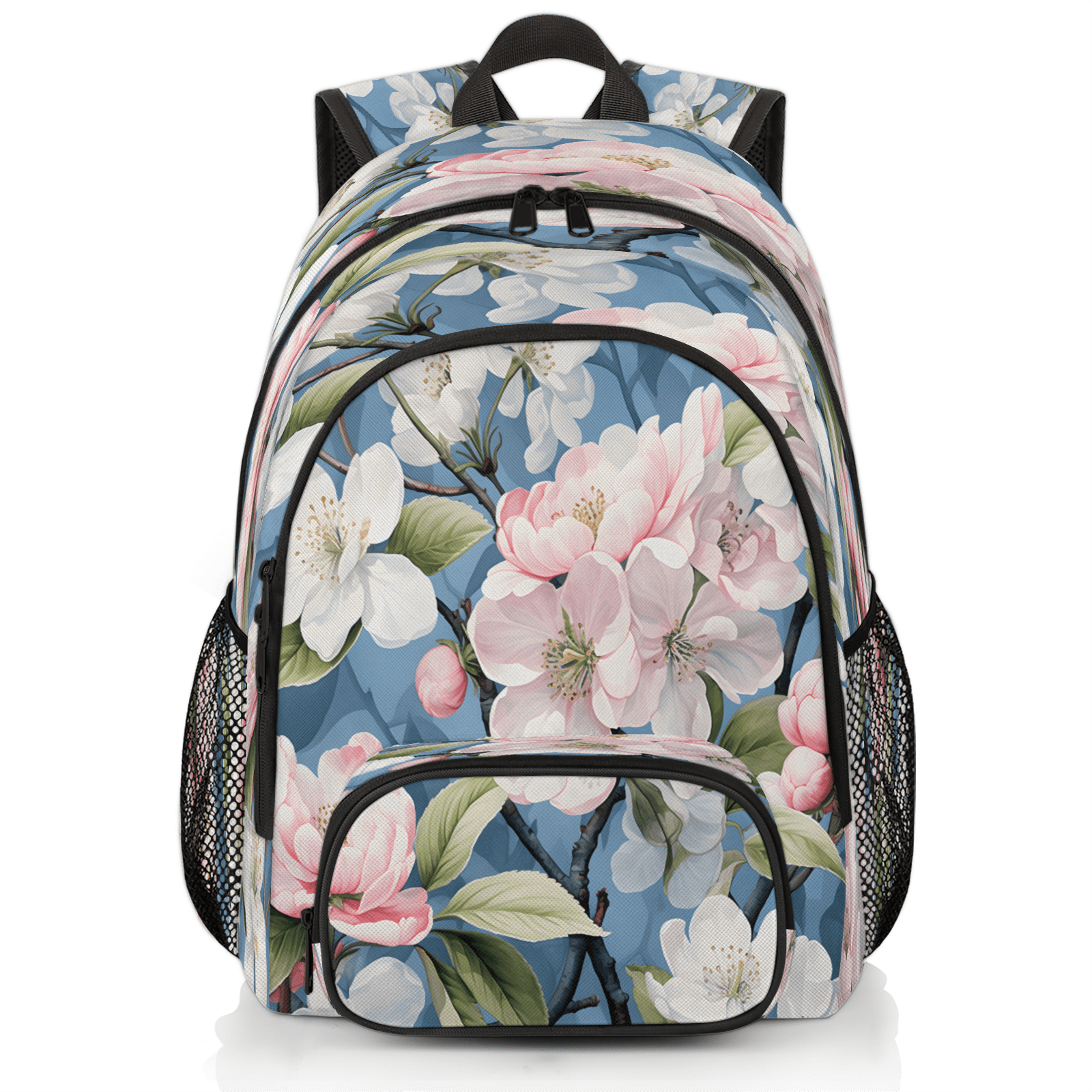 Herdesigns Pink White Floral Laptop Backpack for Women Men 