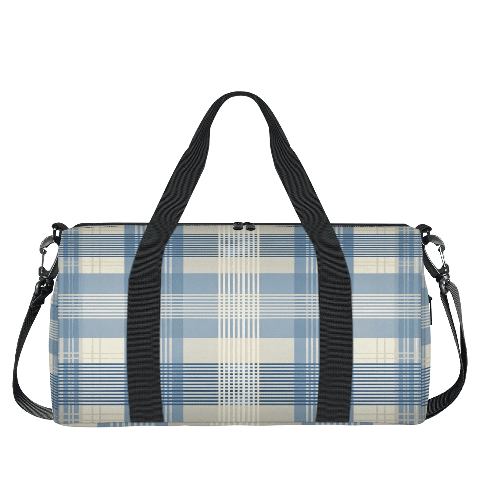 Herdesigns Plaid Blue Check Gym Bag for Women, Duffle Bag for Travel Sport, Lightweight Waterproof Carry on Weekender Overnight Dance Yoga Workout Bags