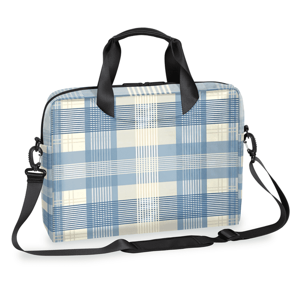 Herdesigns Plaid Blue Check Laptop Bag for Women Men, Computer Case Briefcase Messenger Bags, 15-15.6 inch Laptop Sleeve Shoulder Bag