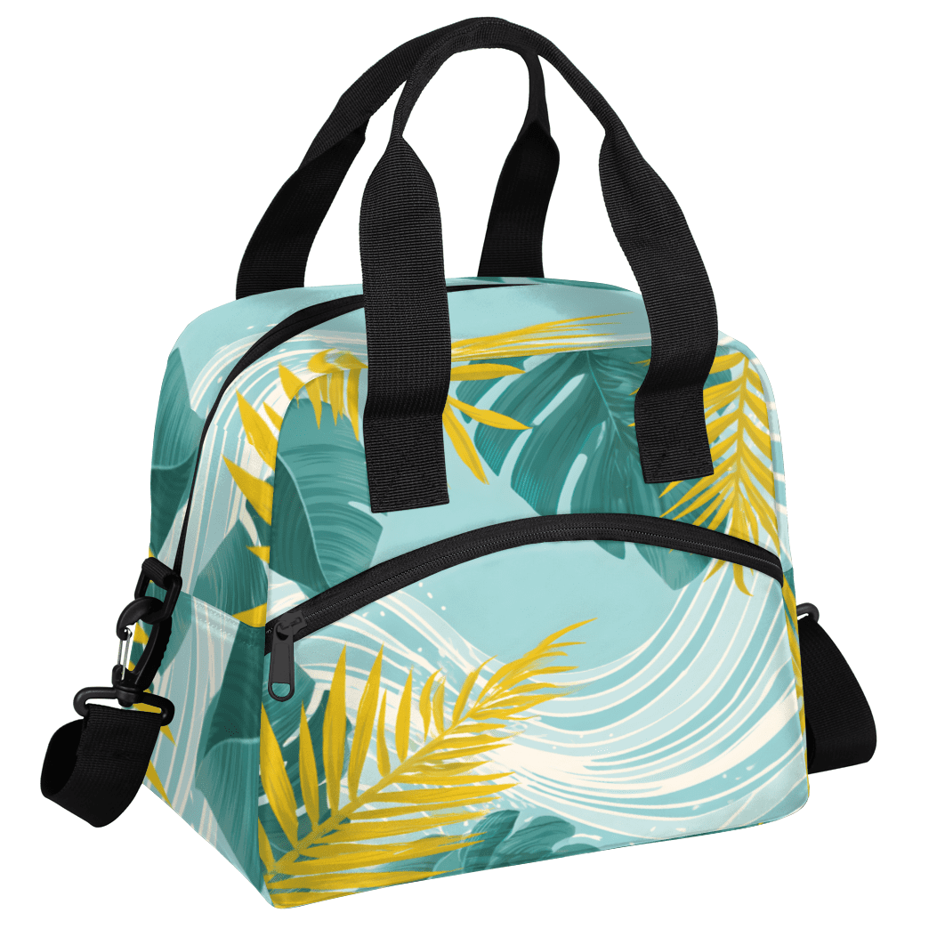 Herdesigns Plam Tree Leaf Insulated Lunch Bag for Women Men Adults Large Reusable Lunch Box Beach Leakproof Cooler Tote Bags with Adjustable Shoulder Strap