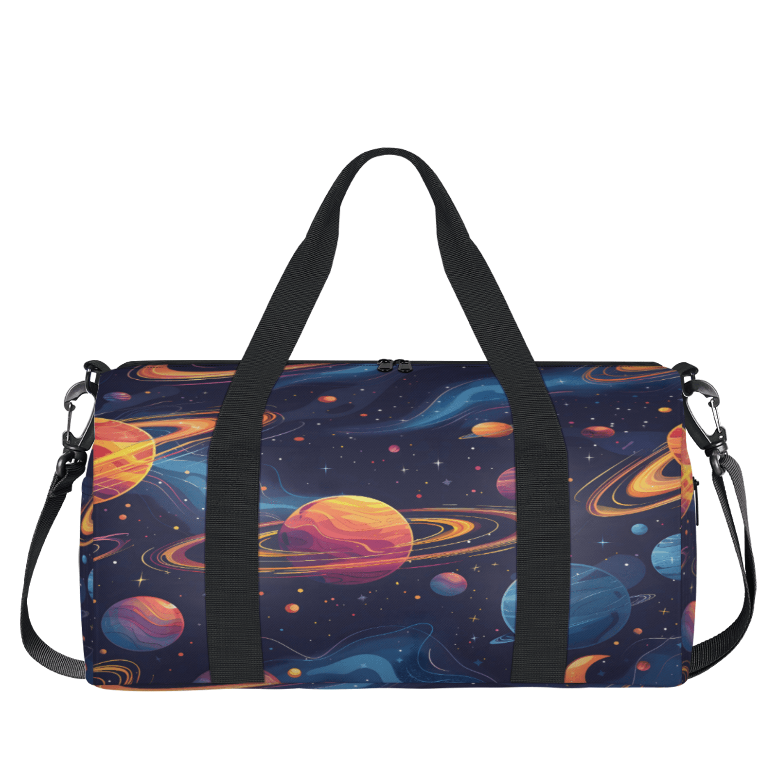 Herdesigns Planet Outer Space Colorful Galaxy Gym Bag for Women, Duffle Bag for Travel Sport, Lightweight Waterproof Carry on Weekender Overnight Dance Yoga Workout Bags