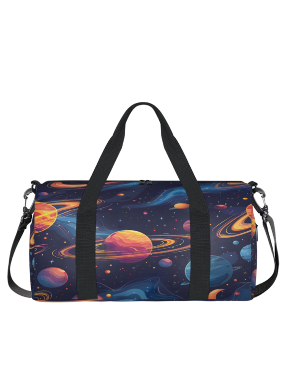 Planet Outer Space Colorful Galaxy Gym Bag for Women, Duffle Bag for Travel Sport, Lightweight Waterproof Carry on Weekender Overnight Dance Yoga Workout Bags