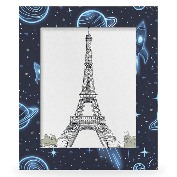 Herdesigns Planets Universe Rocket 8x10 Picture Frame, Outer Space Wood Photo Frame for Wall & Tabletop, Vertical & Horizontal Display Home Decor