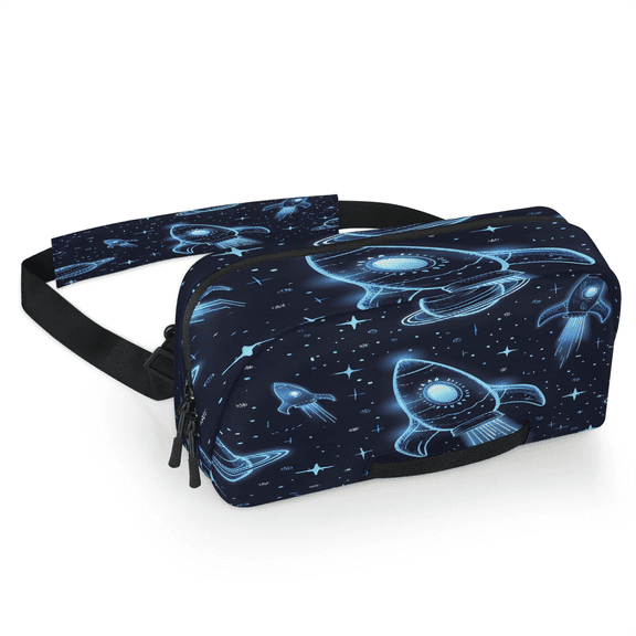 Herdesigns Planets Universe Rocket Carrying Case Bag for Gaming Console, Waterproof Travel Crossbody Sling Bag Compatible with Nintendo Switch 2, Adjustable Shoulder Strap Chest Bag, Outer Space