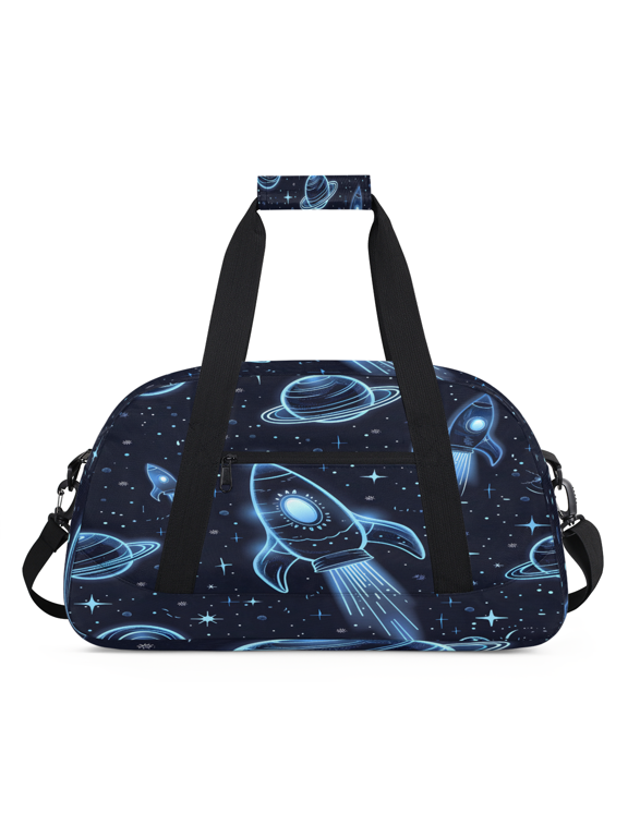Planets Universe Rocket Travel Sports Duffel Bag for Women Men, Lightweight Overnight Weekender Bag for Camping Hiking, Outer Space