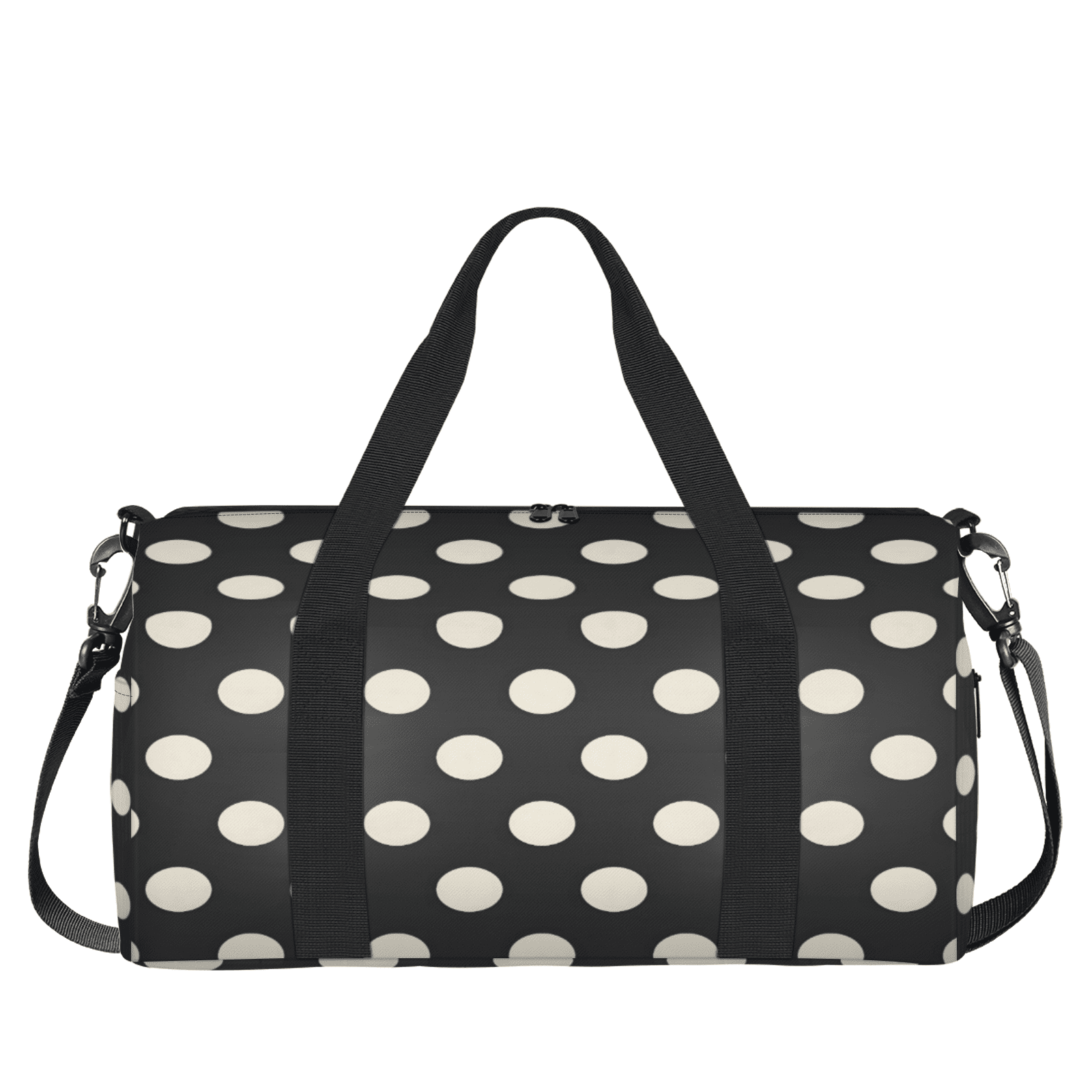 Herdesigns Polka Dot Black White Gym Bag for Women, Duffle Bag for Travel Sport, Lightweight Waterproof Carry on Weekender Overnight Dance Yoga Workout Bags