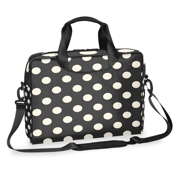 Herdesigns Polka Dot Black White Laptop Bag for Women Men, Computer Case Briefcase Messenger Bags, 15-15.6 inch Laptop Sleeve Shoulder Bag