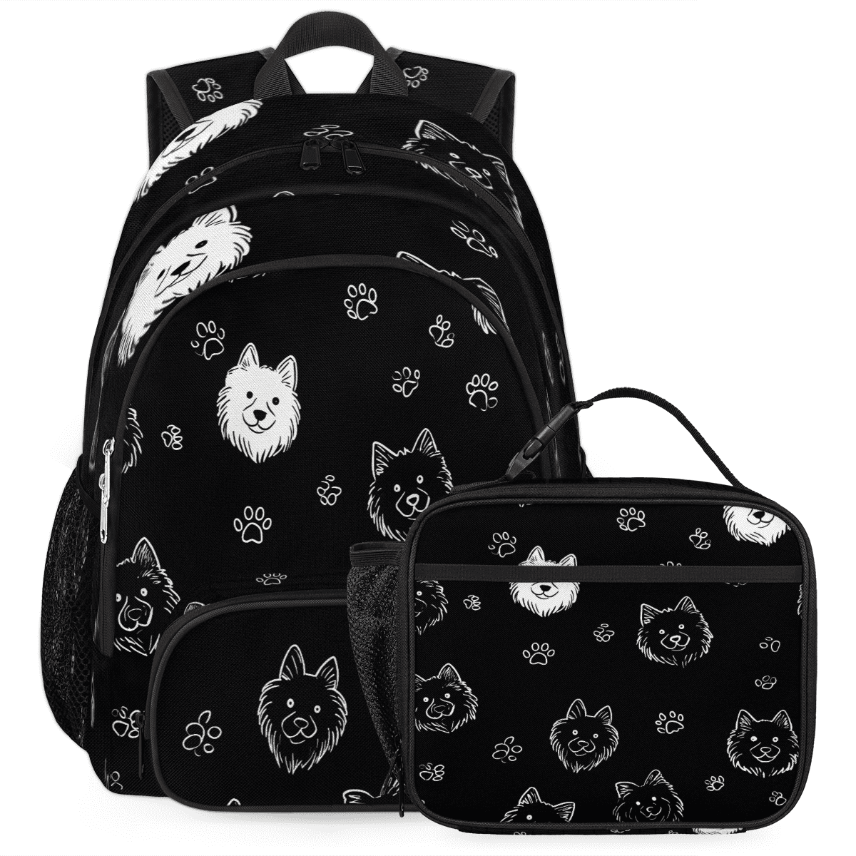 Herdesigns Pomeranian Dog Backpack with Lunch Box Pawprint Lightweight ...