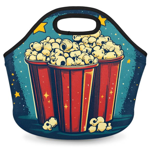 Herdesigns Popcorn Insulated Lunch Bag Neoprene Lunch Box for Women Men Soft Cooler Bag Food Washable Lunch Tote for Work Outdoor Picnic
