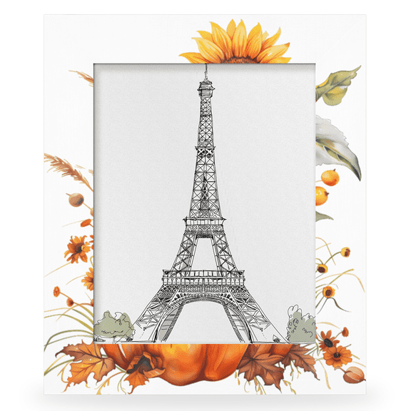 Herdesigns Pumpkins And Sunflowers Fall 8x10 Picture Frame, Wood Photo Frame for Wall & Tabletop, Vertical & Horizontal Display Home Decor