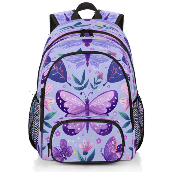 Herdesigns Purple Butterfly Laptop Backpack for Women Men, 18.3 Inch Travel Work Backpacks, Butterflies Rustic Floral Waterproof Computer Casual Daypack Nurse Teacher Bags