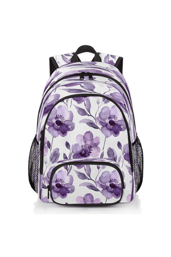 Purple Floral Wildflower Flower Laptop Backpack for Women Men, 18.3 Inch Large Computer Backpacks Fashion Teacher Nurse Bag Casual Daypack for Work Travel