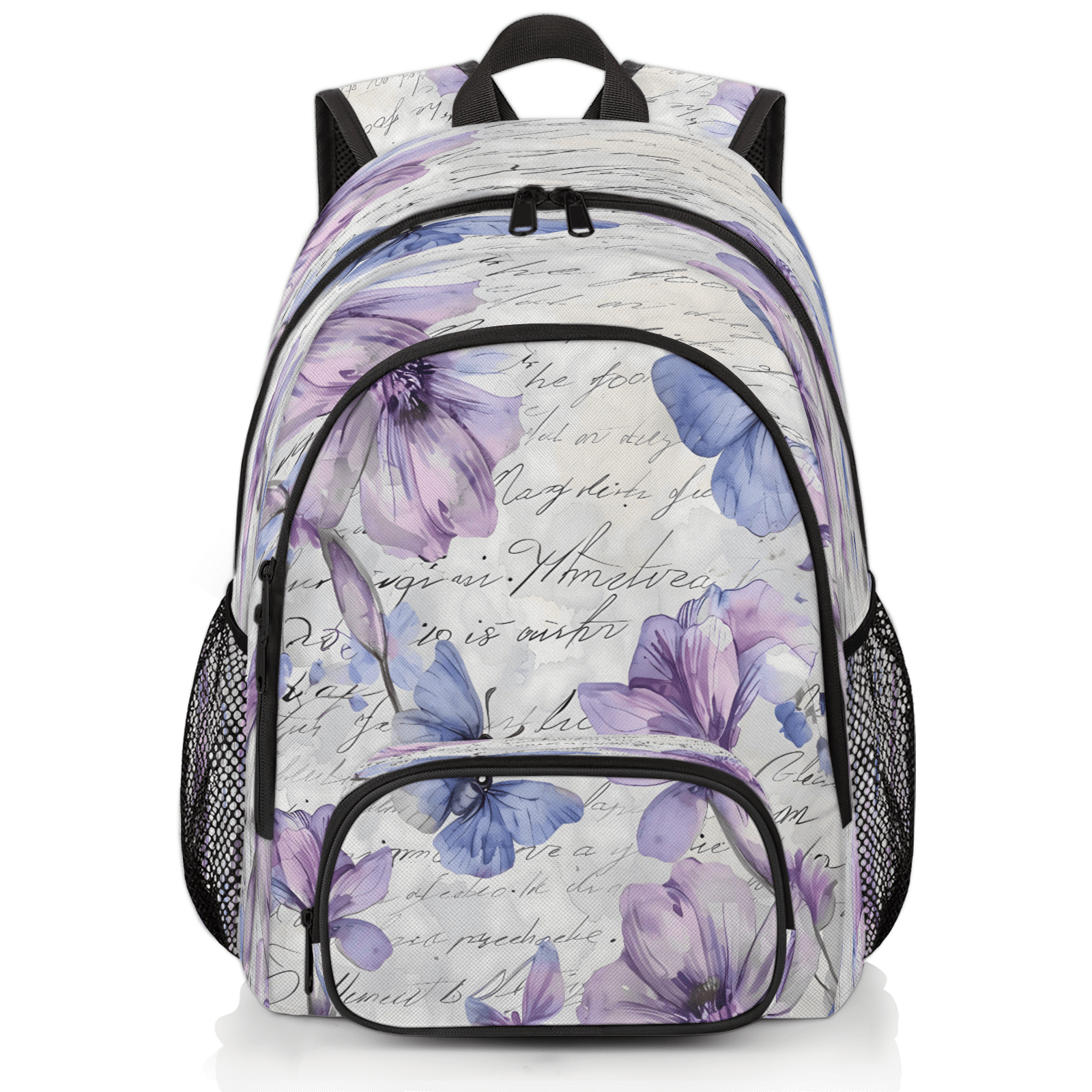 Transparent Backpack with Purple Floral Design Clear Backpack With Purple Flower Design - Heavy Duty See  main image 4