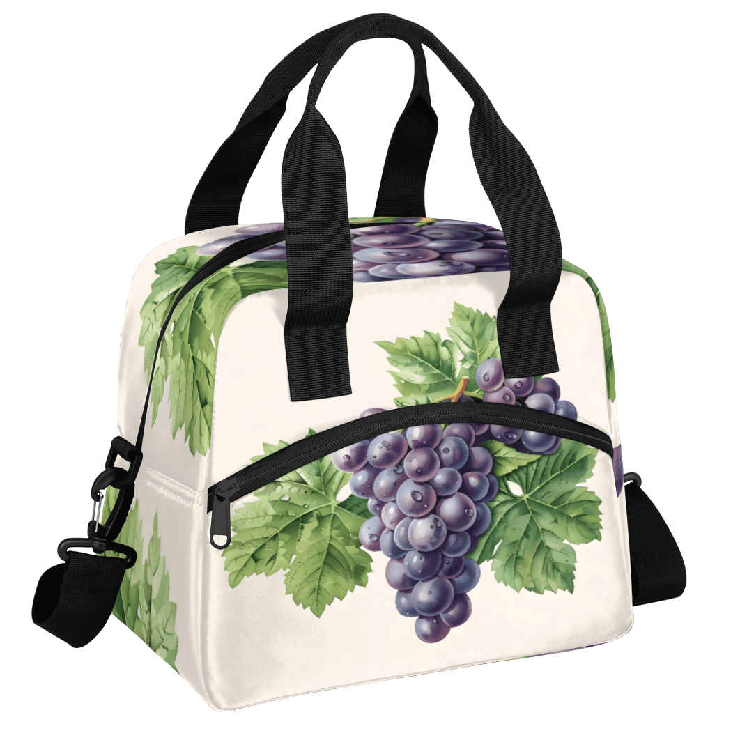 Herdesigns Purple Grape Insulated Lunch Bag for Women Men Adults Large Reusable Lunch Box Leakproof Portable Cooler Tote Bags with Adjustable Shoulder Strap