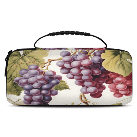 Herdesigns Purple Grapes Carrying Case for Nintendo Switch OLED Model 2021 & Switch 2017 with 20 Game Card Slots, Portable Travel Carry Case for Accessories and Console