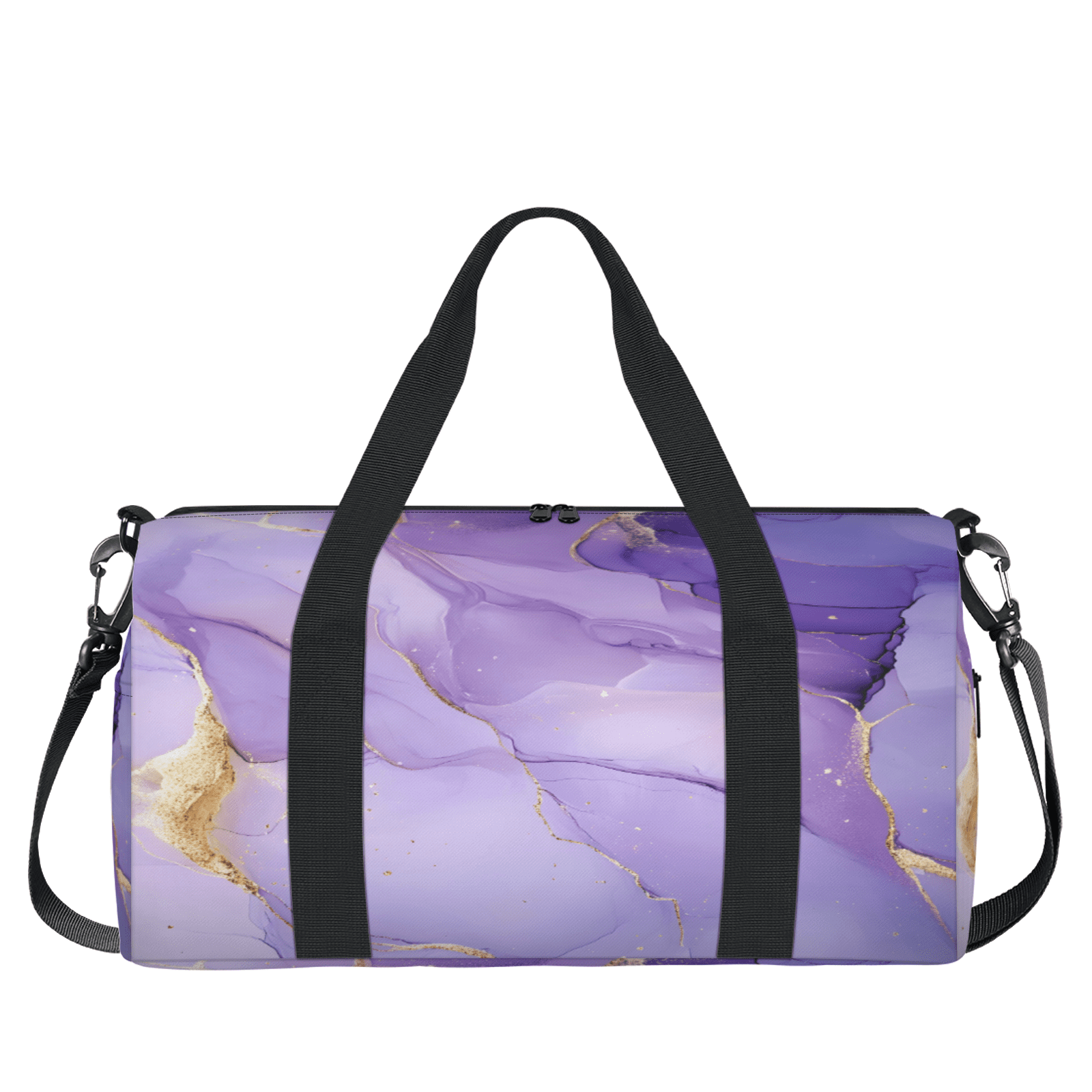 Herdesigns Purple Gym Bag for Women, Marble Duffle Bag for Travel Sport, Lightweight Waterproof Carry on Weekender Overnight Dance Yoga Workout Bags