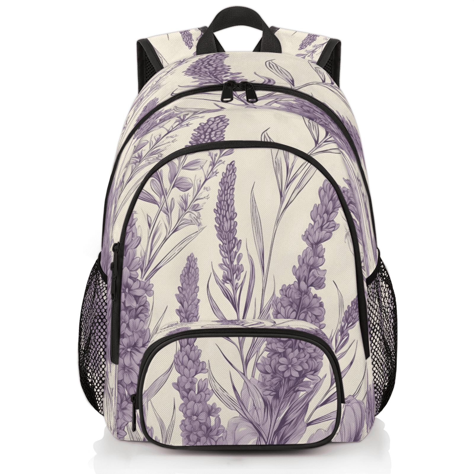 Transparent Backpack with Purple Floral Design Clear Backpack With Purple Flower Design - Heavy Duty See  main image 2
