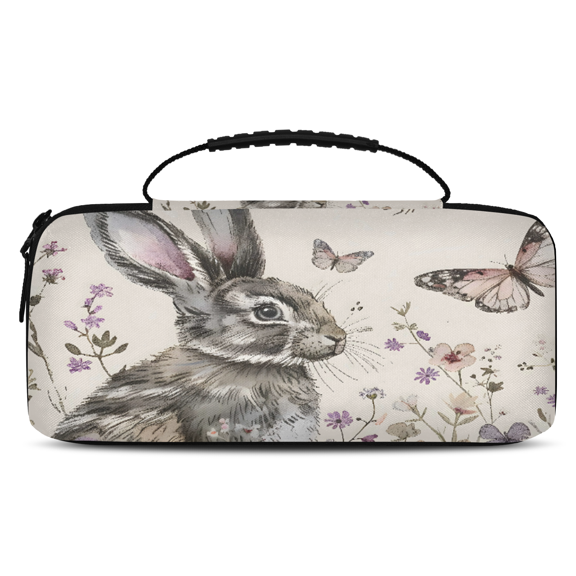 Herdesigns Rabbit Wildflowers Carrying Case for Nintendo Switch 2 with 20 Game Card Slots, Portable Travel Carry Case for Accessories and Console