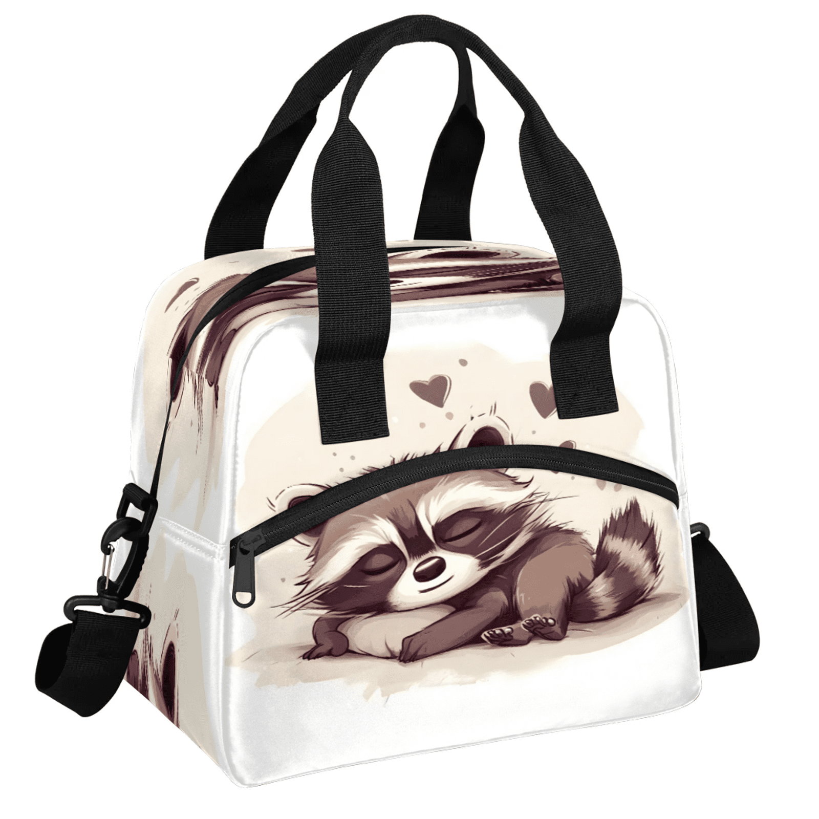 Herdesigns Raccoon Lunch Bag for Women Men Adult, Cute Large Insulated Reusable Lunch Box Leakproof Portable Cooler Tote Bags for Work Picnic Beach