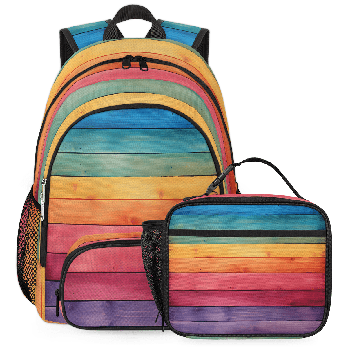 Herdesigns Rainbow Backpack with Lunch Box Rainbow Wood Lightweight ...