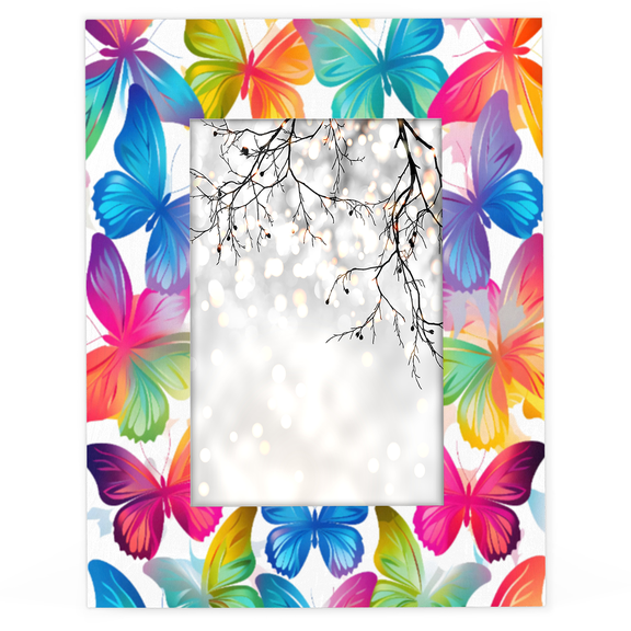 Herdesigns Rainbow Butterfly 5x7 Picture Frame, Wood Photo Frame for Living Room Bedroom, Vertical & Horizontal Display