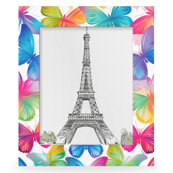 Herdesigns Rainbow Butterfly 8x10 Picture Frame, Wood Photo Frame for Wall & Tabletop, Vertical & Horizontal Display Home Decor