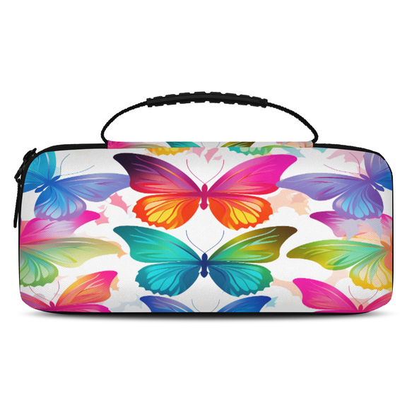 Herdesigns Rainbow Butterfly Carry Case Compatible for Nintendo Switch OLED Model 2021/Switch 2017, Protective Travel Switch Carrying Case with 20 Game Card Slots for Switch Console & Accessories