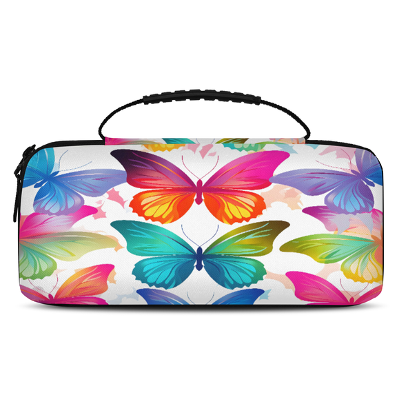 Herdesigns Rainbow Butterfly Carrying Case for Nintendo Switch OLED Model 2021 & Switch 2017 with 20 Game Card Slots, Portable Travel Carry Case for Accessories and Console