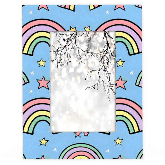 Herdesigns Rainbow Cute Stars 4x6 Picture Frame Wood Photo Frame Table Display or Wall Hanging Decoration for Vertical or Horizontal Display