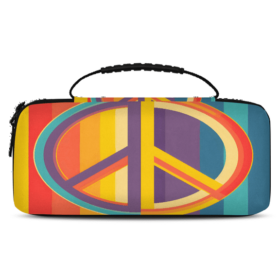 Herdesigns Rainbow Peace Sign Carrying Case for Nintendo Switch OLED Model 2021 & Switch 2017 with 20 Game Card Slots, Portable Travel Carry Case for Accessories and Console