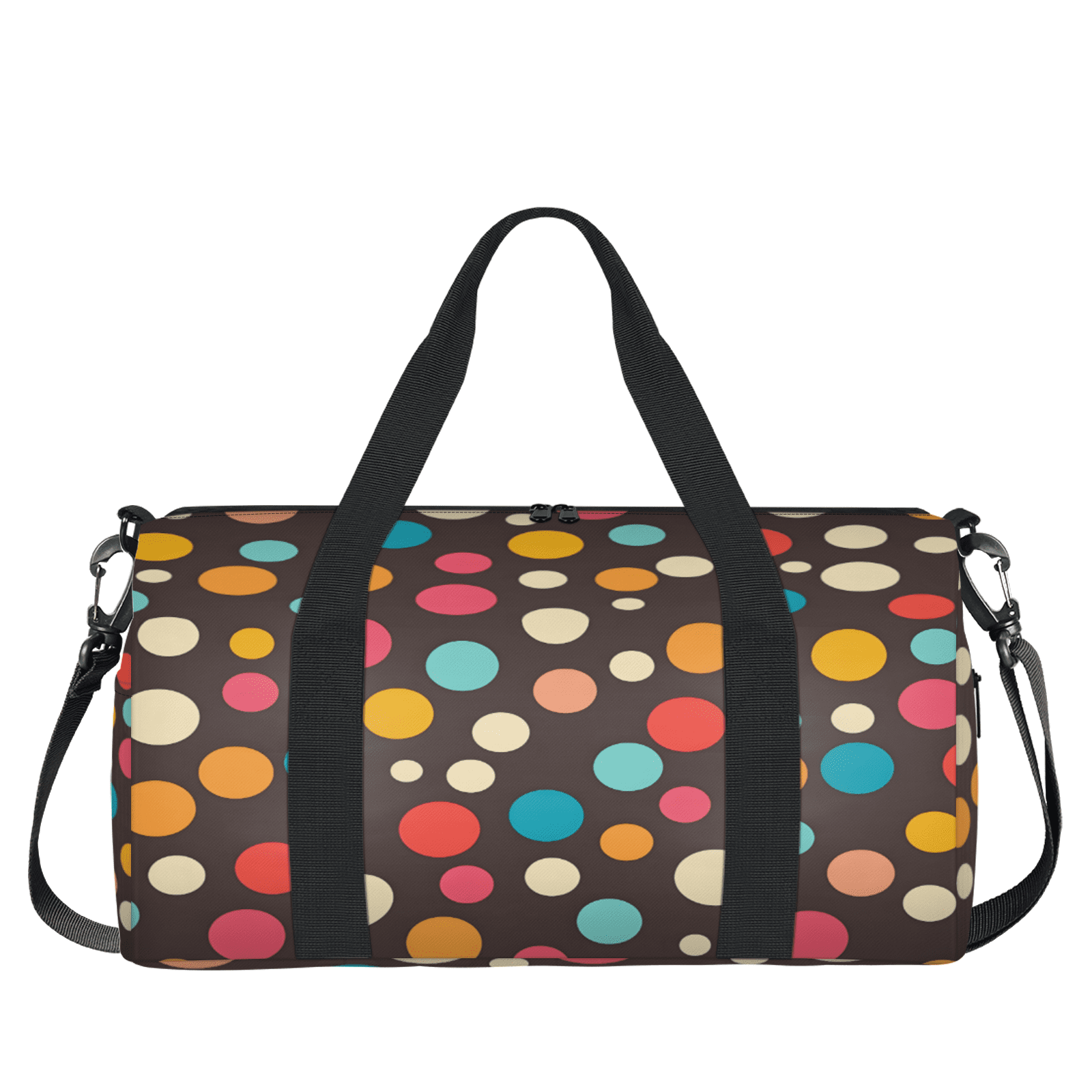 Herdesigns Rainbow Travel Duffle Bag Sports Yoga Weekender Overnight Carry on Workout Bags Lightweight Waterproof Gym Tote Bag for Women Geometric Polka Dots