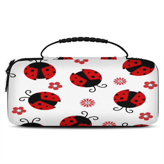 Herdesigns Red Ladybugs Carrying Case for Nintendo Switch OLED Model 2021 & Switch 2017 with 20 Game Card Slots, Portable Travel Carry Case for Accessories and Console