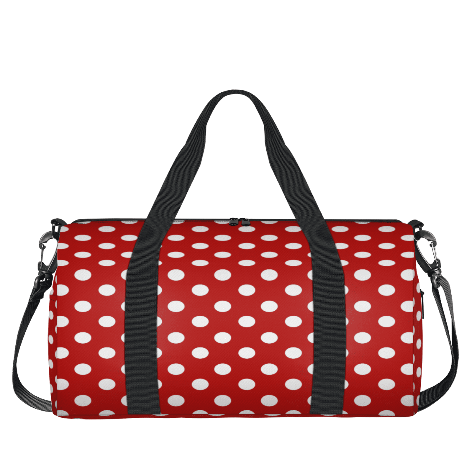 Herdesigns Red Polka Dot Travel Duffle Bag Sports Yoga Weekender Overnight Carry on Workout Bags Lightweight Waterproof Gym Tote Bag for Women