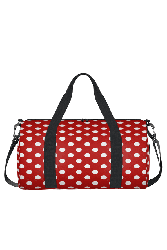 Red Polka Dot Travel Duffle Bag Sports Yoga Weekender Overnight Carry on Workout Bags Lightweight Waterproof Gym Tote Bag for Women