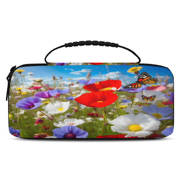 Herdesigns Red Poppies Carry Case Compatible for Nintendo Switch OLED Model 2021/Switch 2017, Protective Travel Switch Carrying Case with 20 Game Card Slots for Switch Console & Accessories