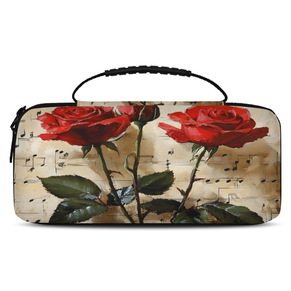 Herdesigns Red Rose Carry Case Compatible with Nintendo Switch OLED Model 2021/Switch 2017, Rose Floral Protective Travel Switch Carrying Case with 20 Game Card Slots for Switch Console & Accessories