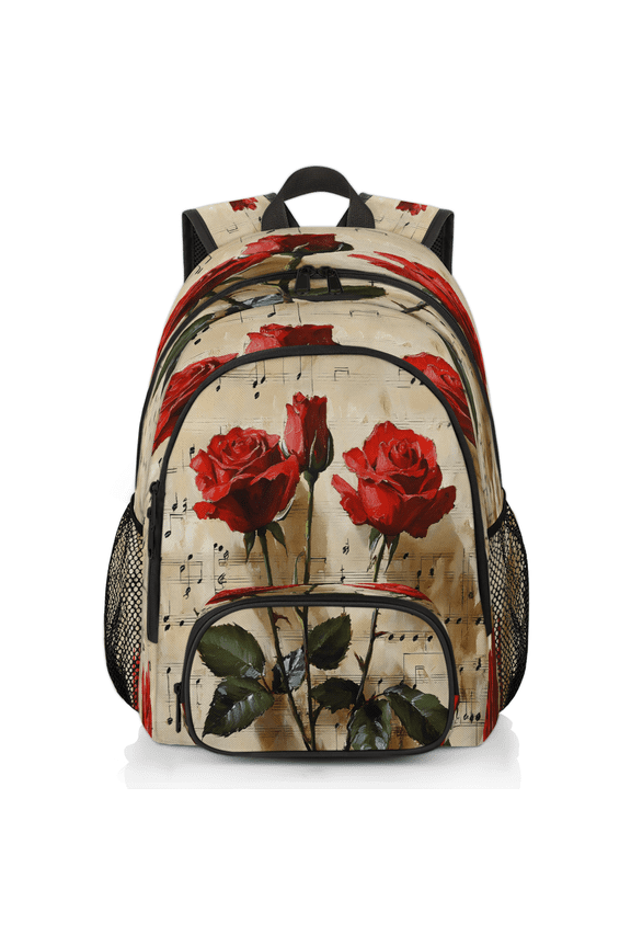 Red Rose Laptop Backpack for Women Men, 18.3 Inch Work Computer Backpacks Rose Floral Large Nurse Bag Waterproof Casual Daypack for Travel