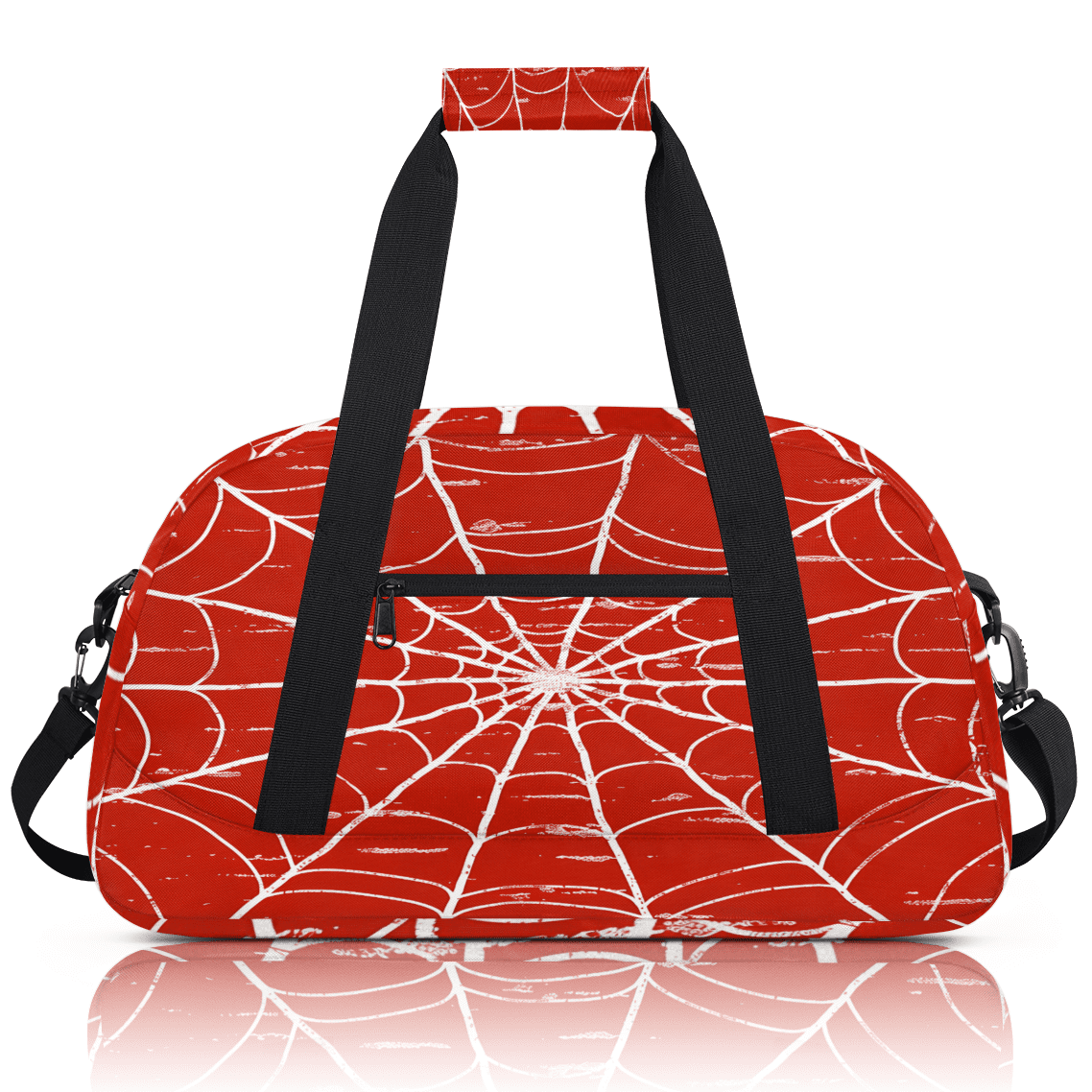Herdesigns Red Spiders Web Sports Duffle Bag for Women & Men, Funny Theme Gym Bag Dance Bag Overnight Bag Carry On Weekender Travel Bag