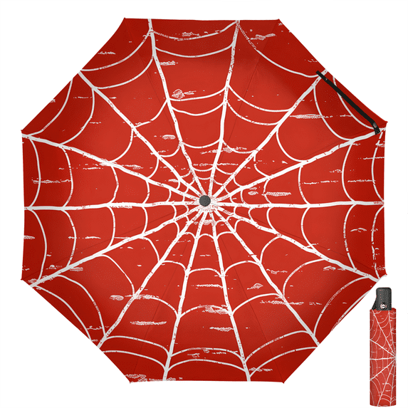 Herdesigns Red Spiders Web Travel Umbrella for Rain and Sun, Compact ...