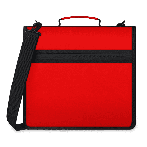 Herdesigns Red Zipper Binder with Shoulder Strap, Waterproof 1.5 Inch 3 D-Ring Binder Organizer Bag, Fits 13 Inch Laptop for Work,